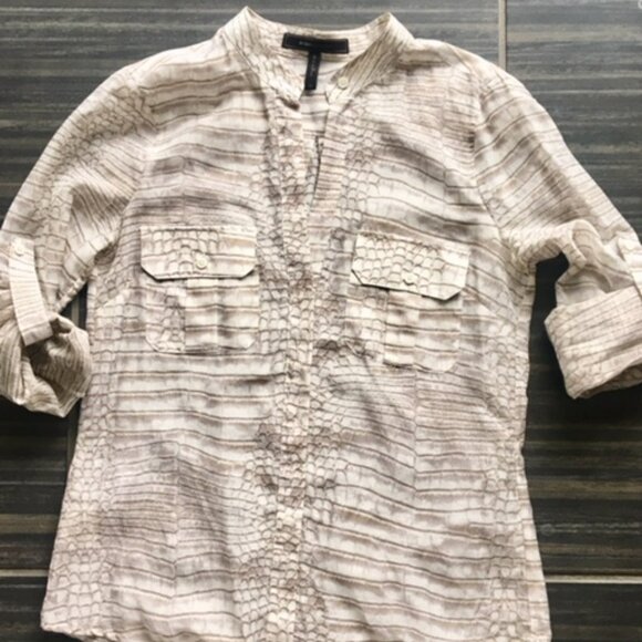 BCBG MaxAzria cotton/silk snake print button front blouse size xs - Picture 5 of 11